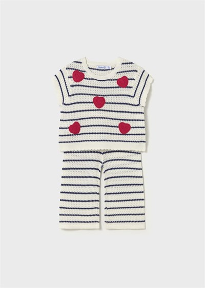 Mayoral Kız Çocuk  Merserize Örme Takım 1-4 Yaş Beyaz
