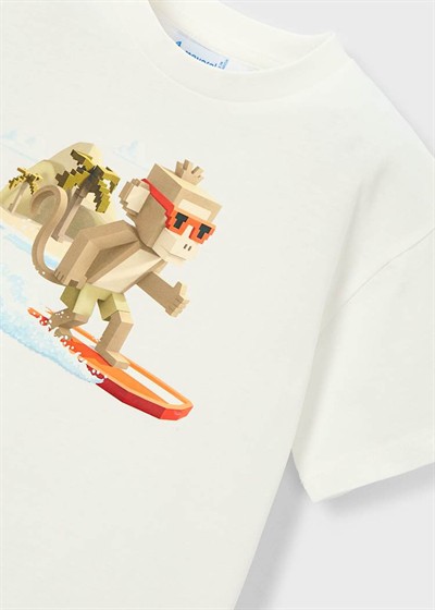 Mayoral Monkey Surf Tshirt 5-10 Yaş Krem