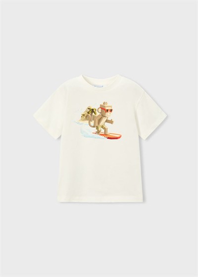 Mayoral Monkey Surf Tshirt 5-10 Yaş Krem