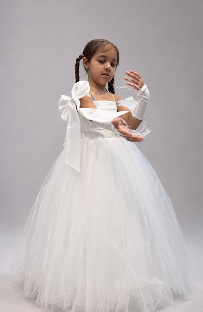 Miss Helina Abiye Elbise 6-10 Yaş Beyaz