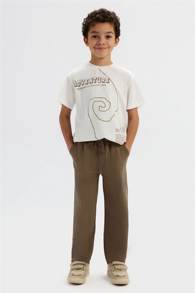 NK KİDS Erkek Çocuk Great Tshirt 4-8 Yaş Krem