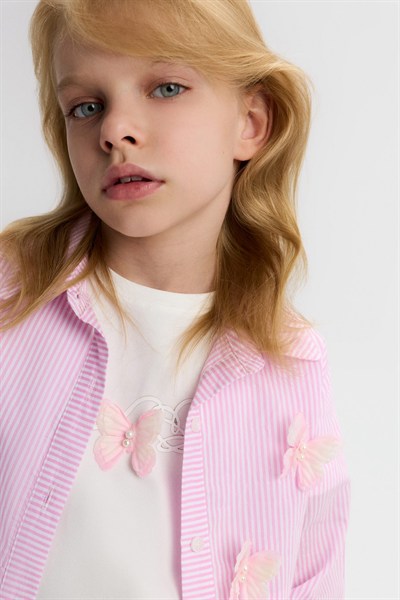 Nk Kids Kelebek Gömlek 4-8 Yaş Pembe