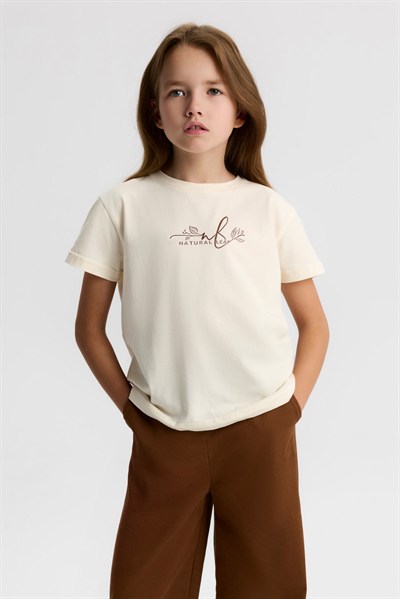 NK KİDS Naturel Tshirt 8-14 Yaş Krem