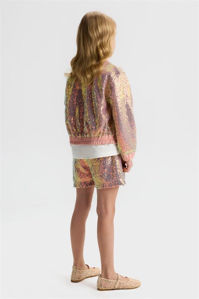 NK KİDS Pullu Şort Takım 4-8 Yaş Pudra