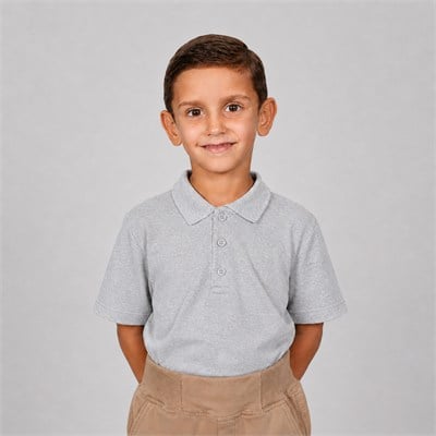 Kısa Kollu Gri Okul Lakos Tshirt 6-14 Yaş