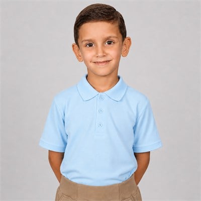 Kısa Kollu Mavi Okul Lakos Tshirt 6-14 Yaş