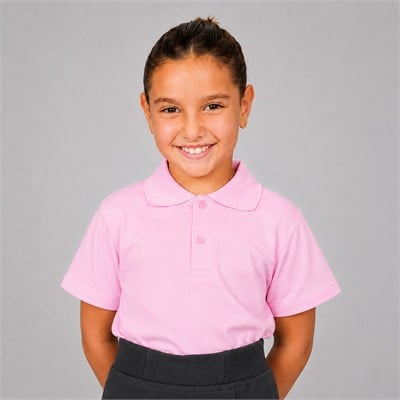 Kısa Kollu Pembe Okul Lakos Tshirt 6-14 Yaş