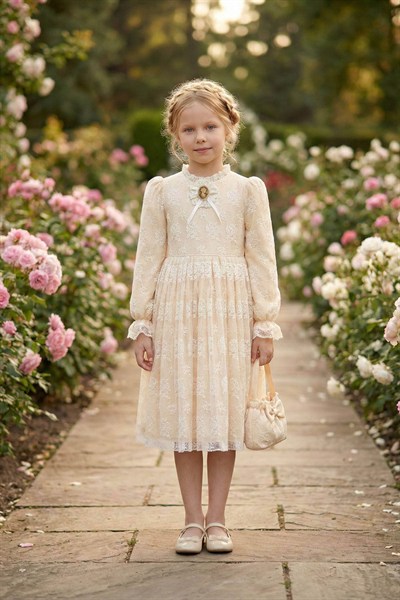 Pamina Abiye Elbise 3-7 Yaş Bej