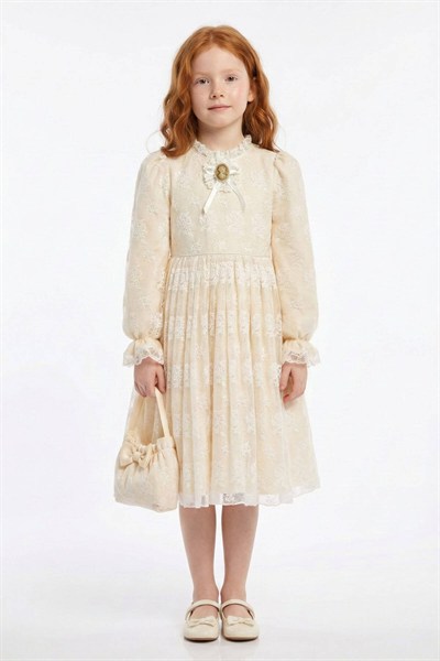 Pamina Abiye Elbise 3-7 Yaş Bej