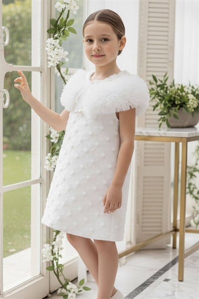 Pamina Abiye Elbise 3-7 Yaş Ekru