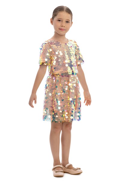 Pamina Abiye Elbise 3-7 Yaş Pudra