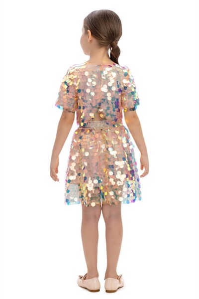 Pamina Abiye Elbise 3-7 Yaş Pudra