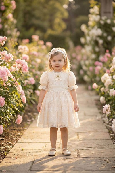 Pamina Kız Bebek Güpürlü 6-24 Ay Bej