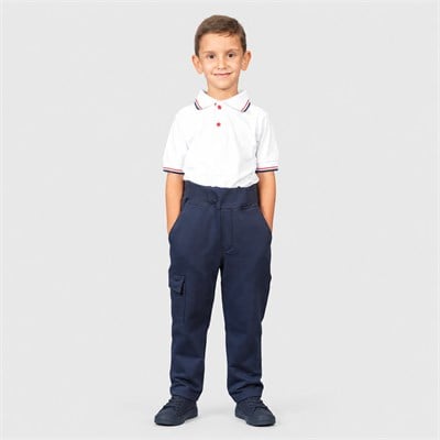 Beli Lastikli Lacivert Penye Okul Pantolonu 6-10 Yaş