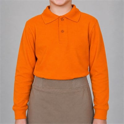 Uzun Kollu Turuncu Lakos Okul Tshirt 6-14 Yaş