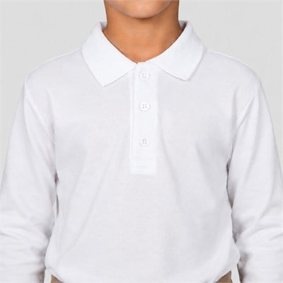 Uzun Kollu Beyaz Lakos Okul Tshirt 6-14 Yaş