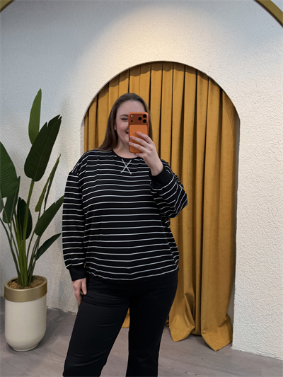 2 İplik Esnek Penye Sweat - Çizgili