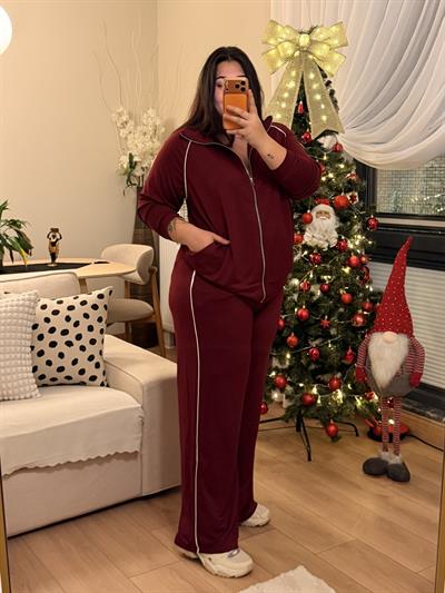 Ara Biyeli Modal Karışımlı Takım - Bordo