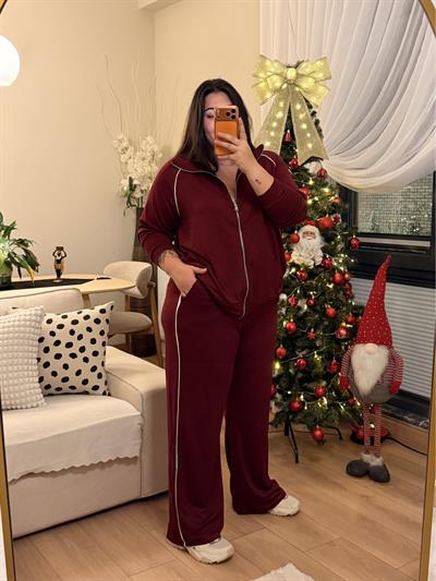 Ara Biyeli Modal Karışımlı Takım - Bordo