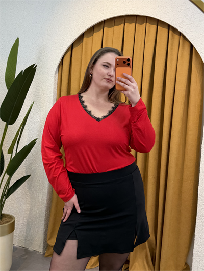 Çift Yırtmaçlı Şortlu Krep Etek - Siyah