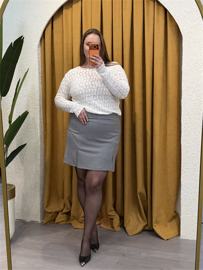 Esnek Transparan Dantel Bluz - Beyaz