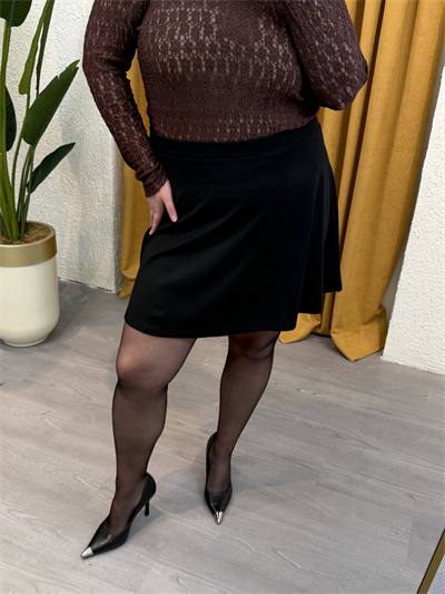 Likralı Çelik Mini Etek - Siyah