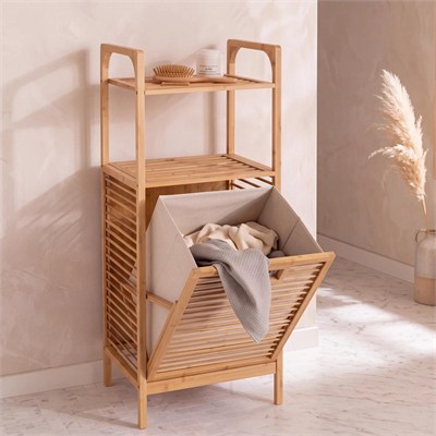 Bali Bambu Çamaşır Sepetli Banyo Düzenleyici