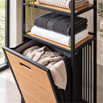 Garda 3 Raflı Çamaşır Sepetli Banyo Düzenleyici