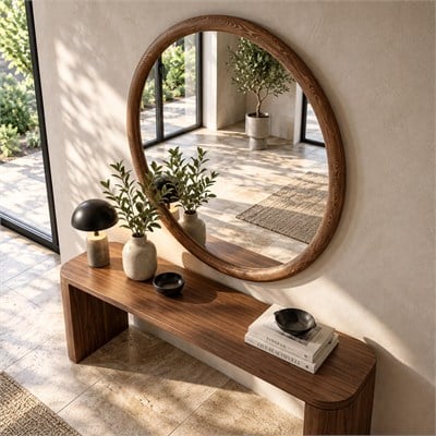Lucca Ahşap Oval Duvar Aynası