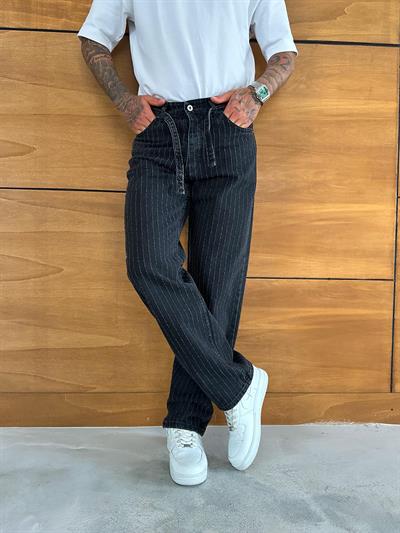 Antrasit Çizgi Baggy Pantolon