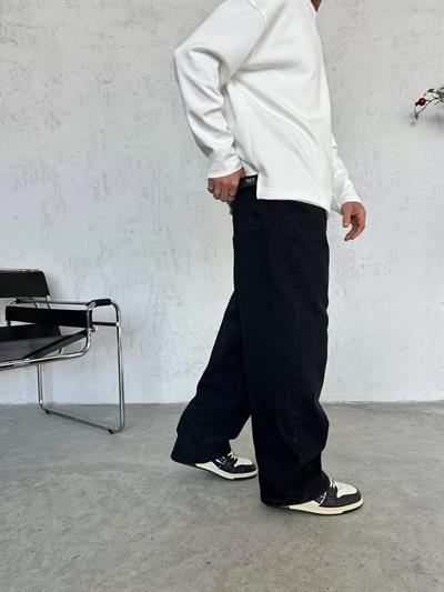 Baggy Kalıp Siyah Kot Pantolon