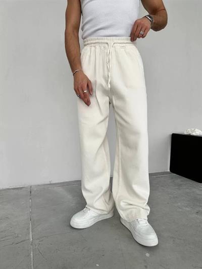 Ekru Gabardin Baggy Pantolon