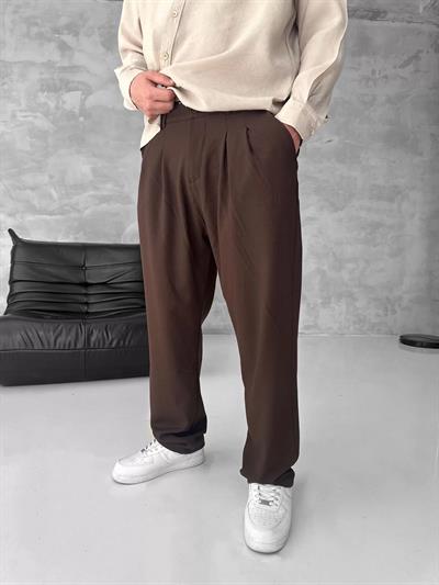 Kahvee Baggy Kumaş Pantolon