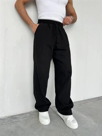 Siyah Gabardin Baggy Pantolon