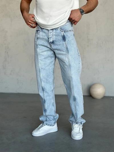 Yıkamalı Orta Şeritt Baggy Pantolon