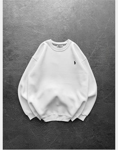 BEYAZ BASİC POLO SWEAT