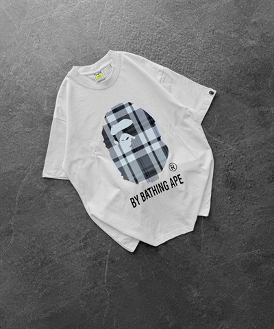 BEYAZ GRİ KARE BAPE TSHİRT