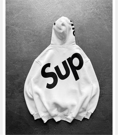 BEYAZ SUPREME KAPŞONLU SWEAT