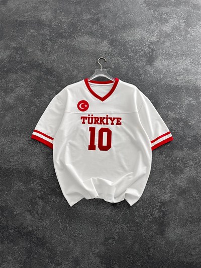 BEYAZ V YAKA TÜRKİYE TSHİRT