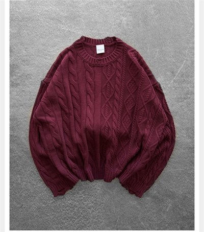 BORDO CROP ÖRGÜ TRİKO KAZAK
