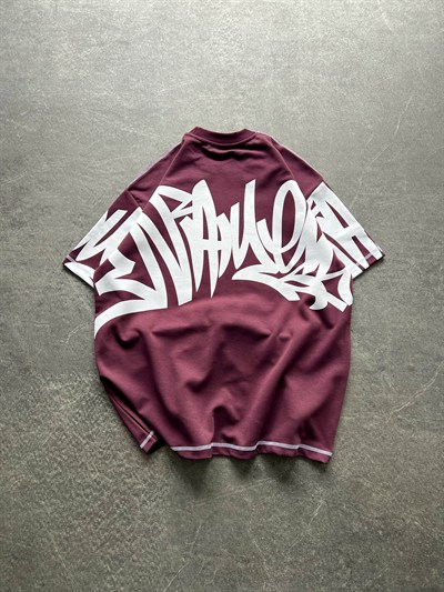 BORDO KARMAŞIK DESENLİ TSHİRT
