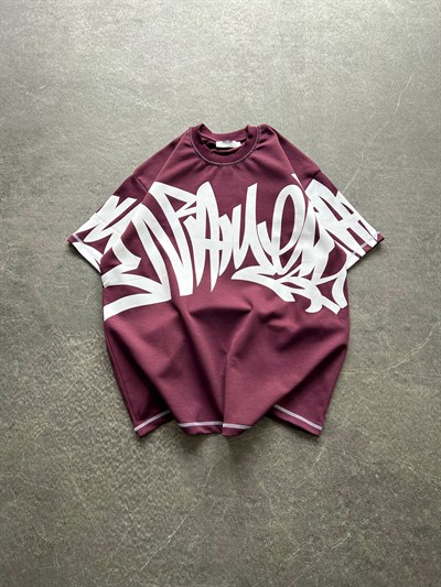 BORDO KARMAŞIK DESENLİ TSHİRT