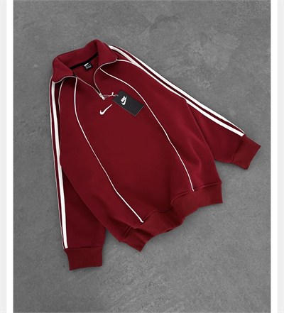 BORDO ŞERİTLİ YARIM FERMUAR NİKE SWEAT