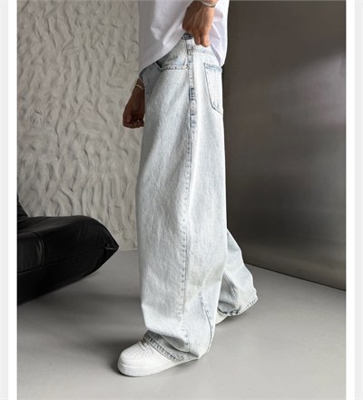 BUZ MAVİ SÜPER BAGGY KOT PANTOLON