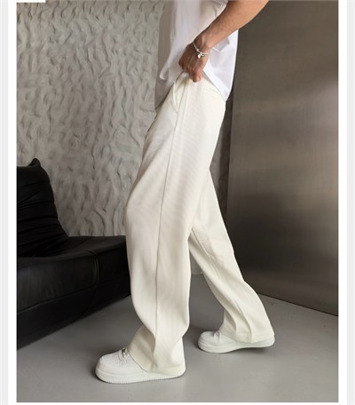 EKRU FİTİLLİ KUMAŞ BAGGY PANTOLON