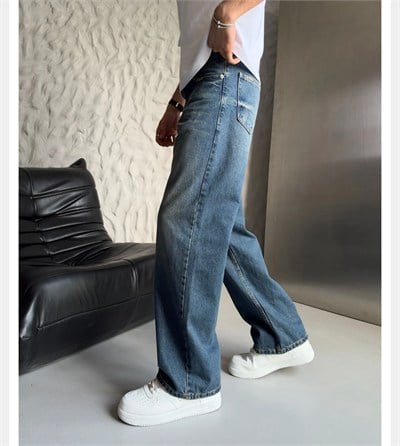 ESKİTME KOT LOOSE-FİT PANTOLON