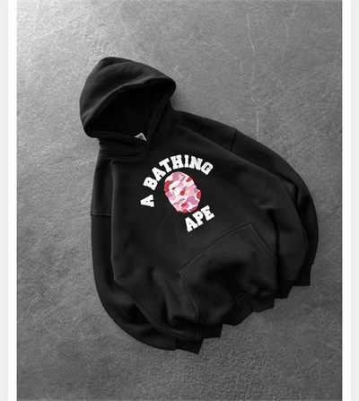 PEMBE BASKI SİYAH BAPE SWEAT