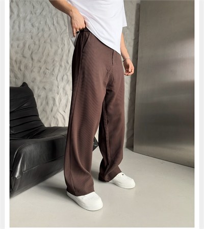 KAHVE FİTİLLİ KUMAŞ BAGGY PANTOLON