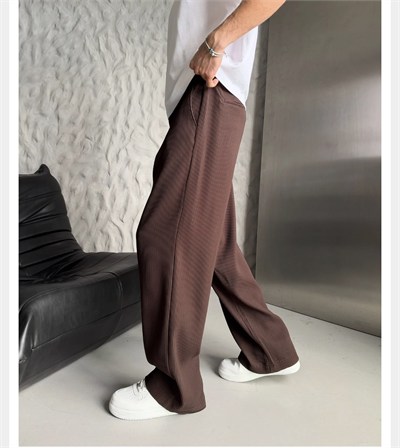 KAHVE FİTİLLİ KUMAŞ BAGGY PANTOLON