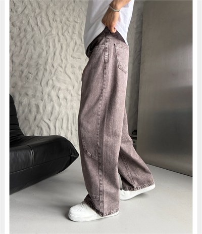 KAHVE PARÇALI BAGGY KOT PANTOLON